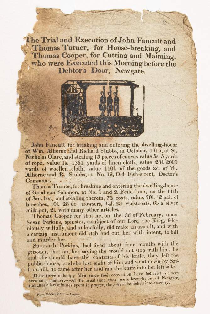 MURDER / EXECUTION BROADSIDES : " The Trial and Execution of John Fancutt and Thomas Turner,