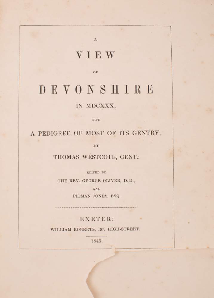 WESCOTE, Thomas, 'A View of Devonshire' : half calf, 4to, - Image 2 of 2