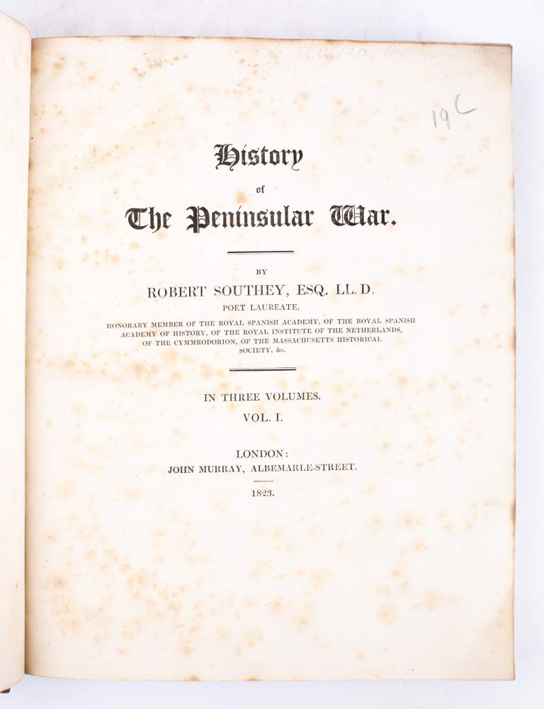 SOUTHEY, Robert - History of the Peninsular War : 3 vols, half calf, 4to, John Murray, - Image 3 of 3