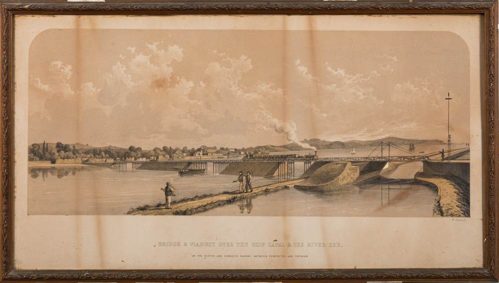 EXETER & EXMOUTH RAILWAY : " Bridge & Viaduct Over The Ship Canal & The River Exe." W. Dawson.