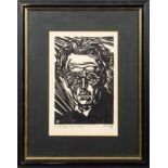 W.B. YEATS : Original scrapper board portrait by Kernoff signed in the margin. Framed and glazed.