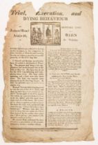 MURDER / EXECUTION BROADSIDES : " Trial, Execution, and dying behaviour aged 40,