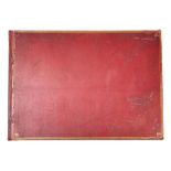 ALBUM : A blank crimson crushed morocco leather album, rebacked magnificent marbled endpapers.