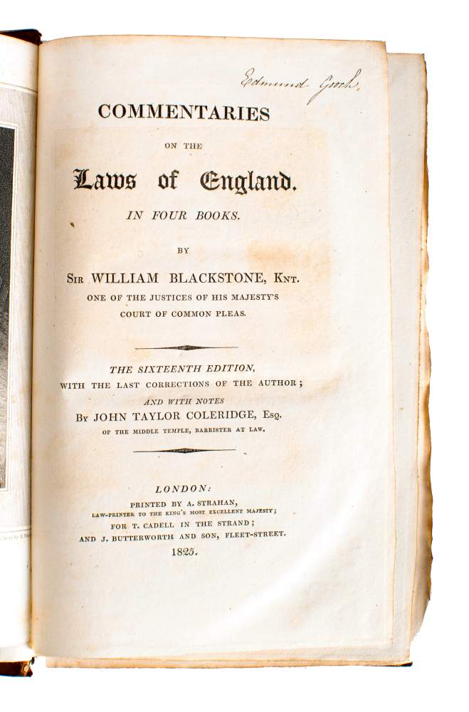 BLACKSTONE, Sir William - Commentaries on the Laws of England : 4 vols, eng. - Image 2 of 5