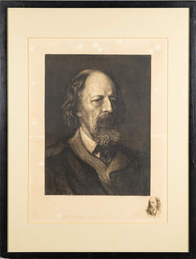 HERKOMER, Hubert von (1849-1914) : Large etched print of Lord Tennyson, circa 1880.
