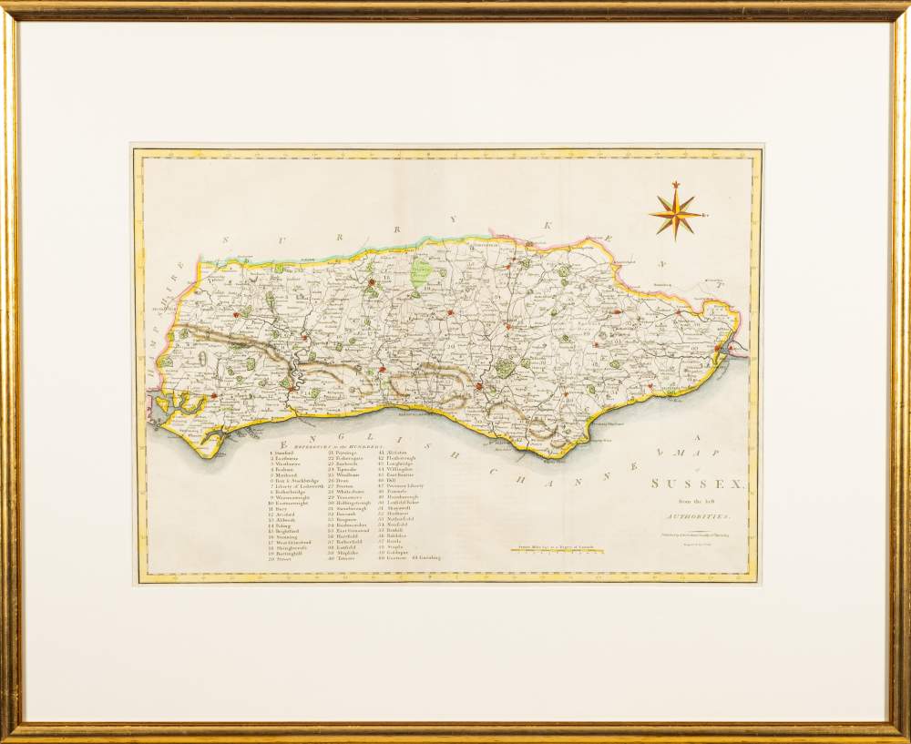 CARY, John, Map of Sussex:, hand coloured, Circa 1805.