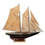 An early 20th century scale model pond yacht of the Nova Scotia fishing and racing gaff rigged