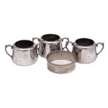 Three Union Castle Line silver plated twin handle sugar basins by Mappin & Webb Ltd: stamped with