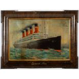 An early 20th century tinplate 'Cunard Line' advertising sign: with central polychrome lithograph