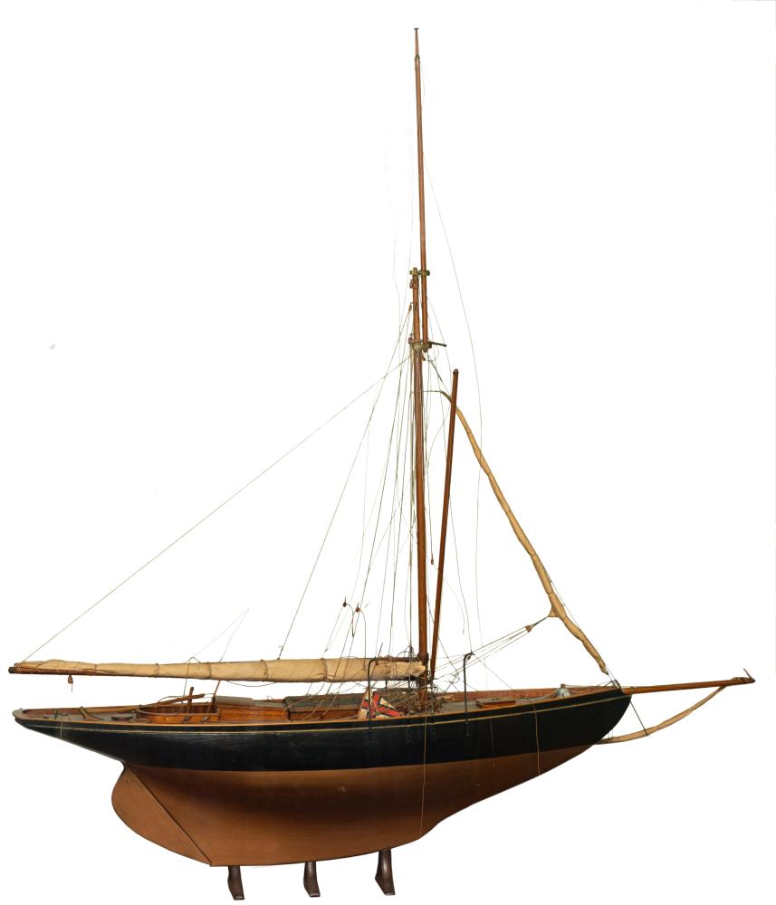 An Edwardian 1/12th scale model of the 10-ton Bristol Channel One Design class 'Coquette': standing