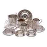 A group of thirteen Bibby Line silver plated tablewares: comprising an ice bucket, two toast racks,