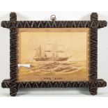 Two late 19th century framed lithographs of HMS 'Alert': HMS 'Alert' and 'HMS Alert in a heavy