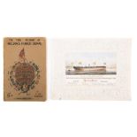 A 19th century manuscript and watercolour launch commemorative card for HMS 'Agamemnon': with