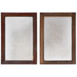 Two framed panels of acid etched glass from the Royal Navy Canopus-class battleship HMS 'Glory':