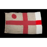 A large Vice-Admiral's flag: St George's Cross defaced with a red disc in the hoist, unsigned,