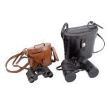A pair of early 20th century leather cased binoculars: unsigned,