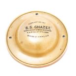 A WWI period brass boss for the British Merchant vessel SS 'Ghazee': inscribed 'February 4th 1917