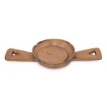 A sycamore twin-handled cheese strainer: with press,
