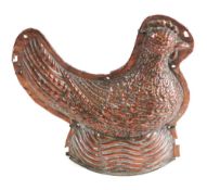 A 19th Century tinned copper mould of a chicken:, 26cm long.