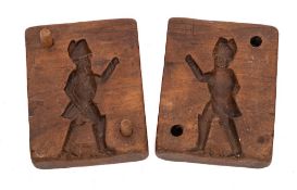 An 18th Century two section chocolate mould: decorated with a figure of a soldier, 10 x 8cm,