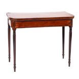 A George III mahogany and crossbanded card table, circa 1800,