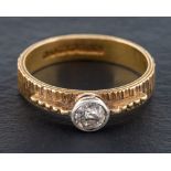 An 18ct gold old-cut diamond ring,: estimated diamond weight ca. 0.