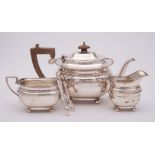 A George VI silver three-piece tea service, maker Edward Barnard & Sons Ltd, London,