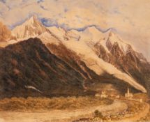 English School 19th Century- An Alpine scene,:- watercolour 45 x 56cm, unframed.