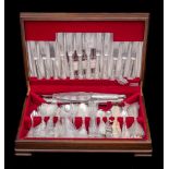 A silver plated Kings pattern flatware service: six setting includes, table knives, dessert knives,