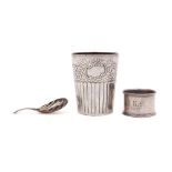 A Victorian silver tumbler, maker Atkin Brothers, Sheffield, 1892: initialled and inscribed,