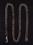 A silver Albert pocket watch chain: curb link marked for silver, overall length 36cm.