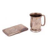 A George VI silver half pint mug, maker's mark worn, Birmingham, 1943: initialled,