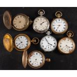A selection of gold-plated and other pocket watches: to include Ingersoll Crown, The King lever,