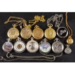 A selection of modern Japanese and other pocket watches: both manual and quartz,