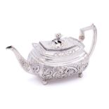 A George III silver teapot, maker Alice & George Burrows II, London, 1810: crested,