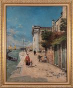 Edmond Louis Dupain [1847-1933]- The Venetian waterfront,:- signed bottom left oil on canvas,