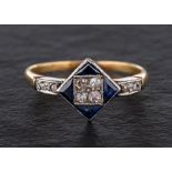 A rose and single-cut diamond and calibre-cut sapphire ring,: total estimated diamond weight ca. 0.
