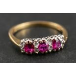 An 18ct gold pink sapphire and round, brilliant-cut diamond ring,