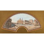 Neapolitan School late 19th Century- St Peter's, Rome,:- gouache, fan shaped, 12 x 32cm, mounted,