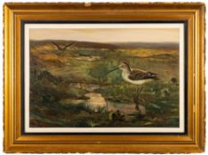 * Charles Walter Simpson [1885-1971]- Wading birds in marshland,:- signed bottom left oil on card,