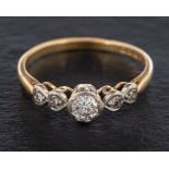 An 18ct gold round, brilliant and single-cut diamond ring,