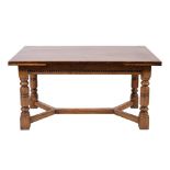 An oak draw leaf refectory table in early 17th century taste, early 20th century,