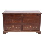 A late George II or George III oak mule chest, circa 1760,