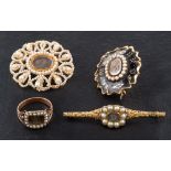 A group of Victorian, gold mourning jewellery,: including, an openwork,