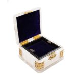 A Victorian onyx and brass mounted jewellery box: of square outline,