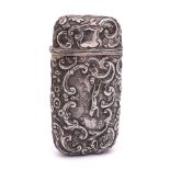A Victorian silver cigar case, maker David Pettifer, Birmingham, 1855: crested,