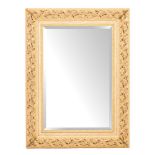 A wood and parcel gilt composition framed rectangular wall mirror, of recent manufacture,