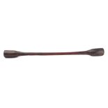 A hardwood double-ended tribal club (possibly Fijian) : overall length 106cm.