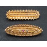 Two late Victorian, 15ct gold, cannetille brooches,: both with hallmarks for Birmingham,