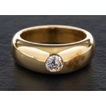 An 18ct gold, old-cut diamond, gypsy set ring,: estimated diamond weight ca. 0.
